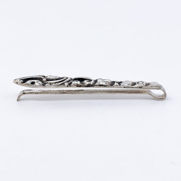 Vintage Italy Sterling Silver 925 Ornate Scroll Tie Bar - Picture 4 of 7